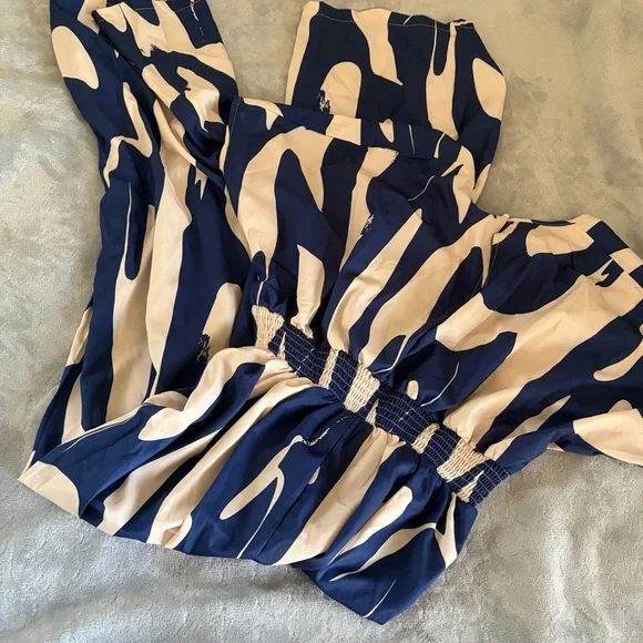 Stylish Blue and Cream Jumpsuit - Picture 4 of 4